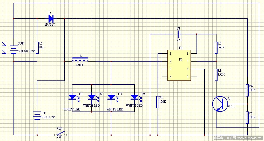太阳能小夜灯电路图 (原文件名:夜灯.jpg)