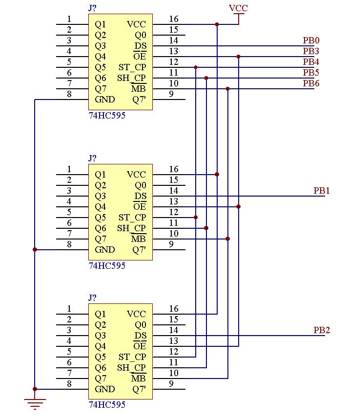 74hc595静态方式控制数码管电路图?