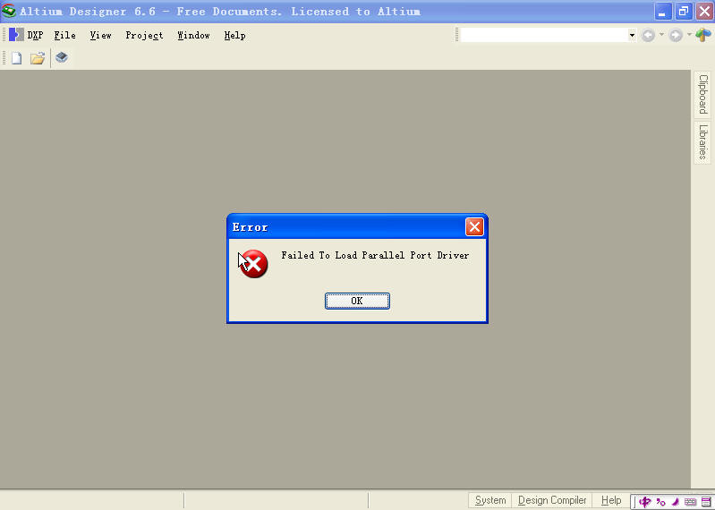 Dxp error failed to load parallel port driver download