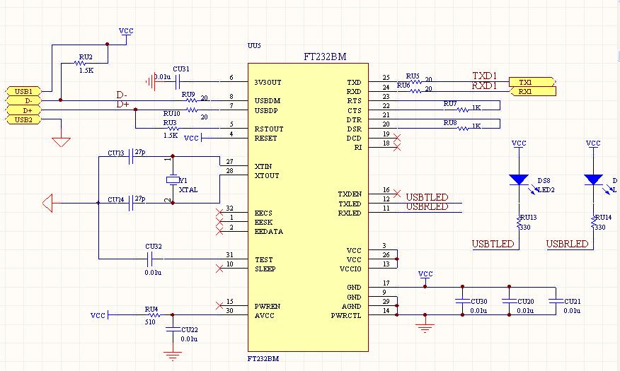 我画的ft232bm电路图对吗