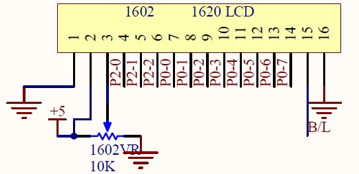 lcd1602引腳接線圖