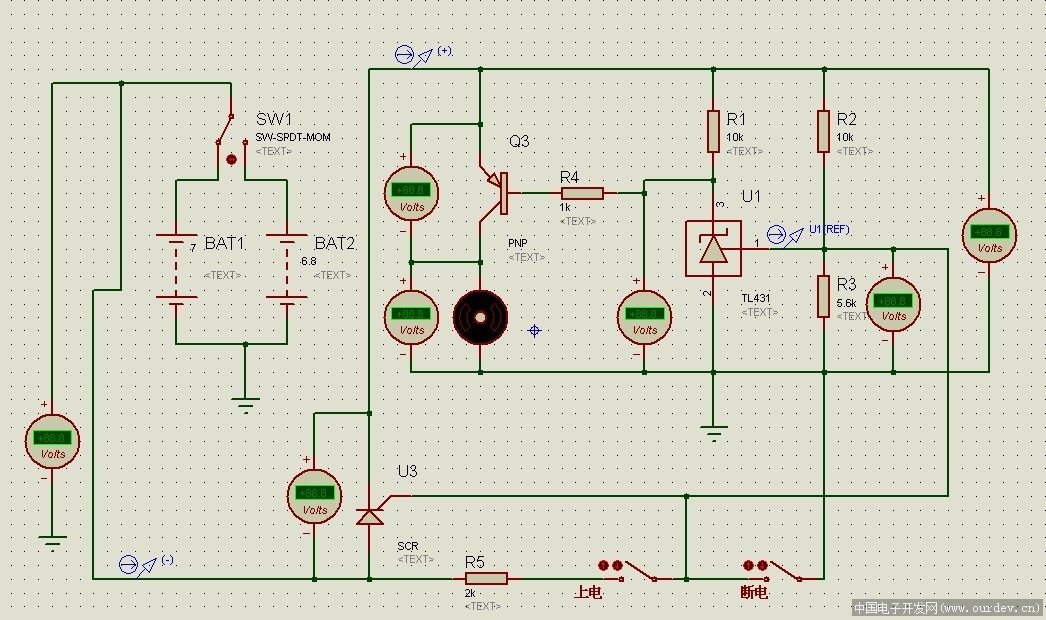 请指点.用tl431及可控硅(bt169/mcr100)实现的锂电低电压保