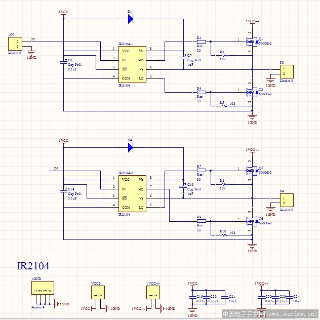 ir2104全桥驱动电路图图片