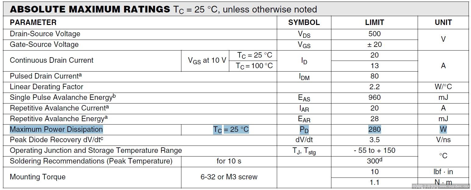 irfp460 场效应功率疑问