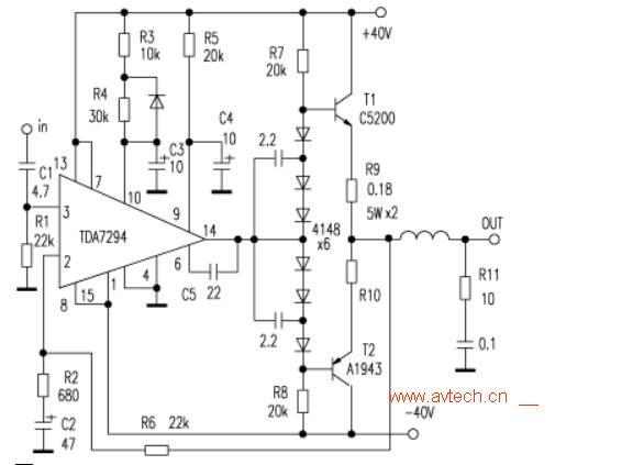 tda7293推分立管电路图图片